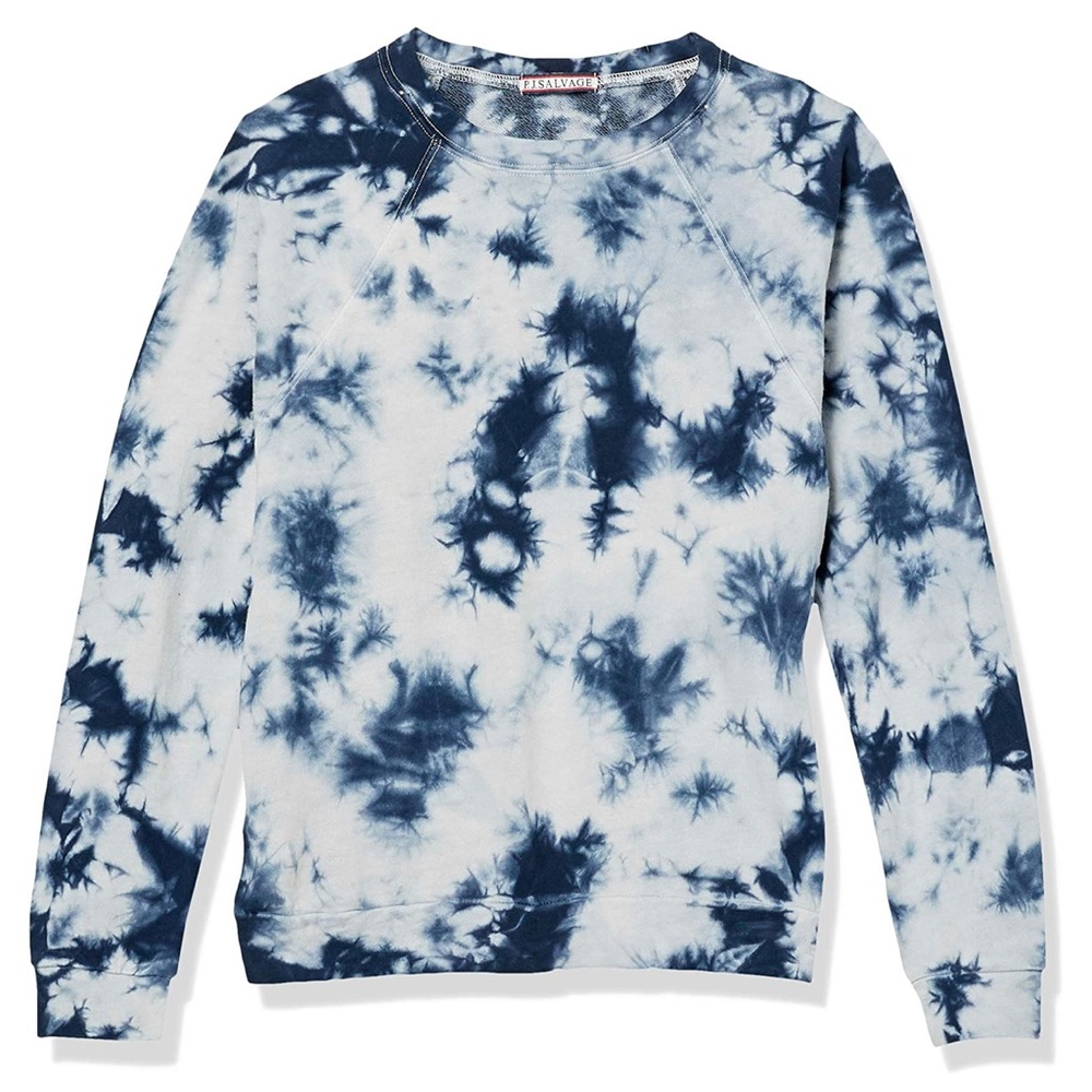 PJ Salvage Blue White Tie Dye Sweatshirt Top, Sz. Medium